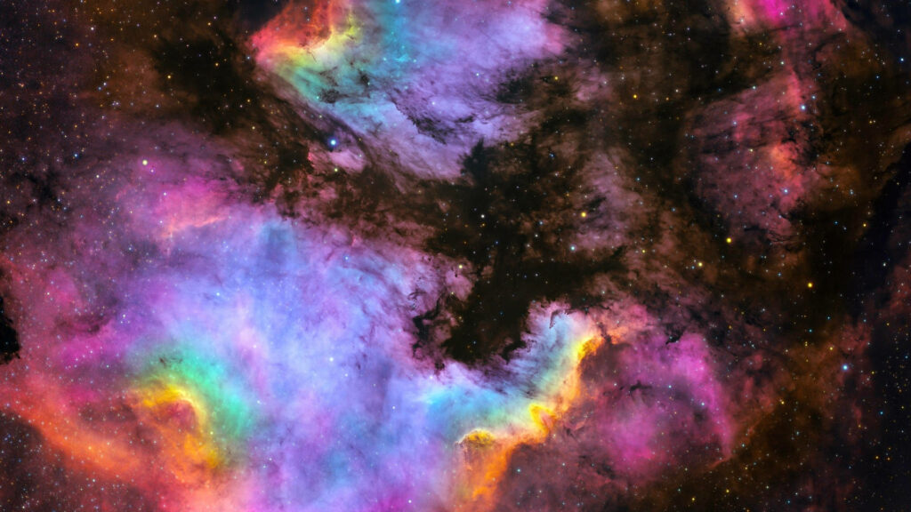 Space Symphony: Vibrant Burst of Purple, Pink, Red, Blue, and Yellow Unveiled in Aesthetic Galaxy Background Wallpaper