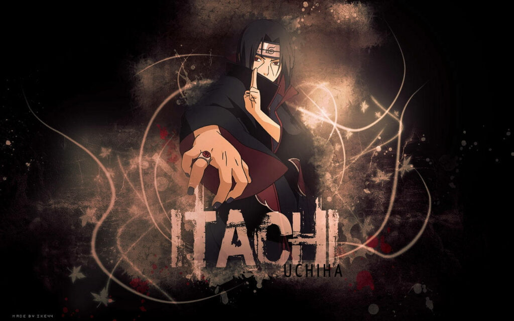 Enigmatic Itachi Uchiha: Illuminated in Light Pink on the Shadowed Naruto HD Wallpaper
