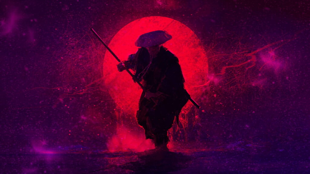 Mystic Twilight: A Spectral Samurai's Journey Wallpaper