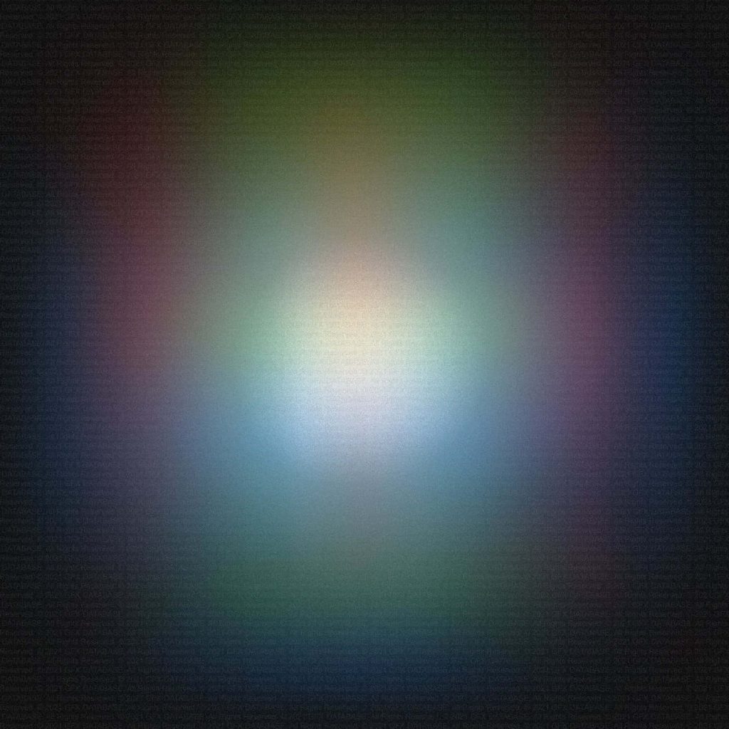 Abstract glowing gradient wallpaper with green blue purple blurred light and dark center void
