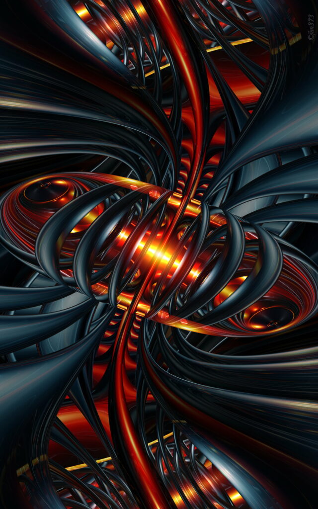 Fractal Radiance: A Mesmerizing Tapestry of Glowing 3D Lines in an HD Phone Wallpaper Background