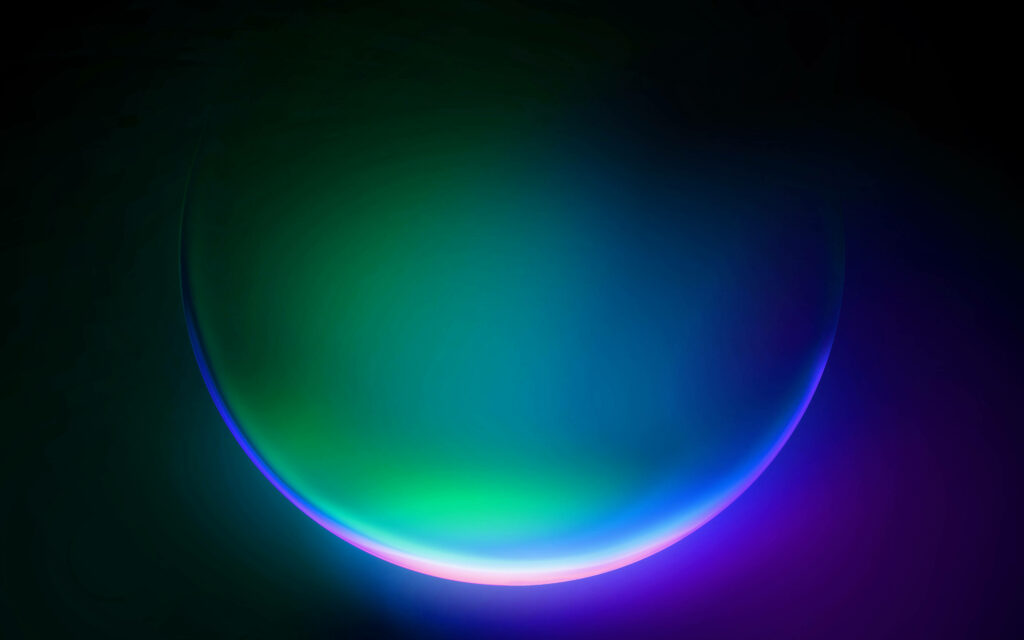 Vibrant 4D Ultra HD Background: Enchanting Green Circles, Pink Bottom, and Dark Blue Sides Wallpaper