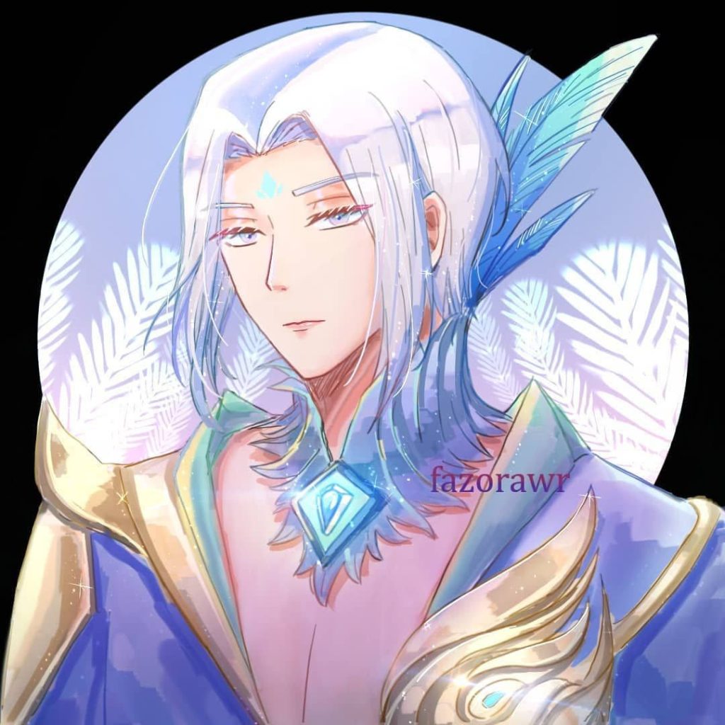 Fantasy portrait of Ling from Mobile Legends in cyan armor with glowing crystals and feathers Wallpaper
