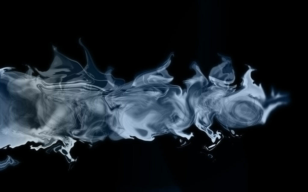 Captivating Vapor: HD Wallpaper Embracing Ethereal Light Blue Smoke on a Sleek Ebony Canvas