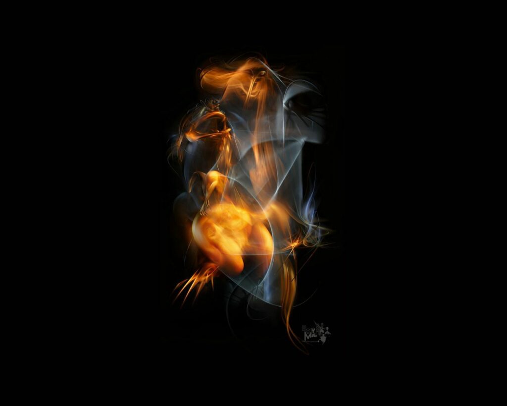 Ethereal Smoke Hand Wallpaper - Vibrant Orange & Blue Background