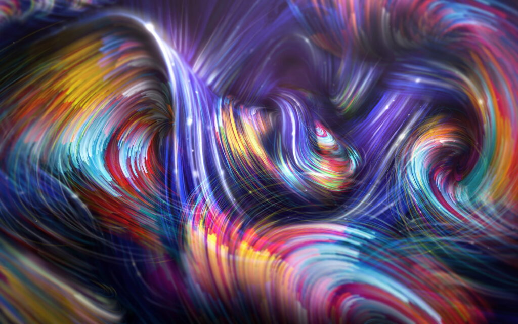 Curved Geometry: Vibrant Waves of Abstract Creativity in Stunning 3D Art Wallpaper