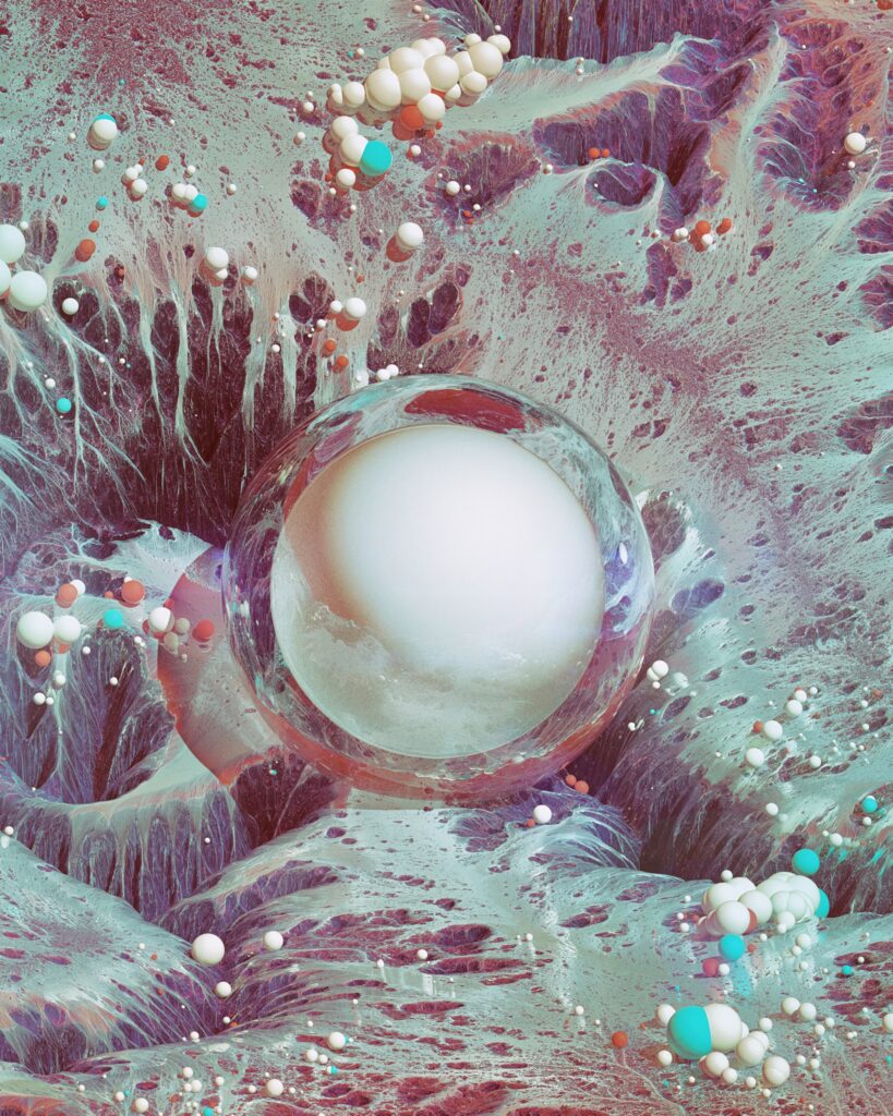 Ethereal Wallpaper with Translucent Sphere & Pastel Abstract Background