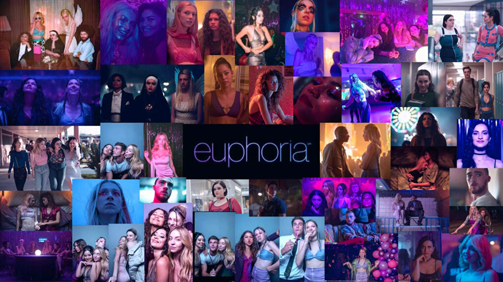 Euphoria Cast Collage Wallpaper: Iconic Scenes & Vibrant Colors