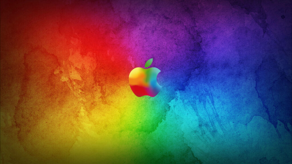 Vibrant Rainbow Apple: Captivating 4k Ultra HD Wallpaper with Cloud-like Patterns