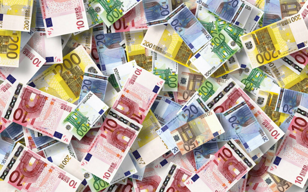 Euro Centric Financial Bliss: A Euro-Themed QHD Wallpaper for Currency Enthusiasts