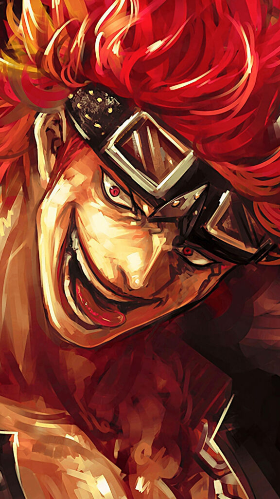 Close-up digital painting of Eustass Kid from One Piece with fiery red hair and intense gaze wallpaper