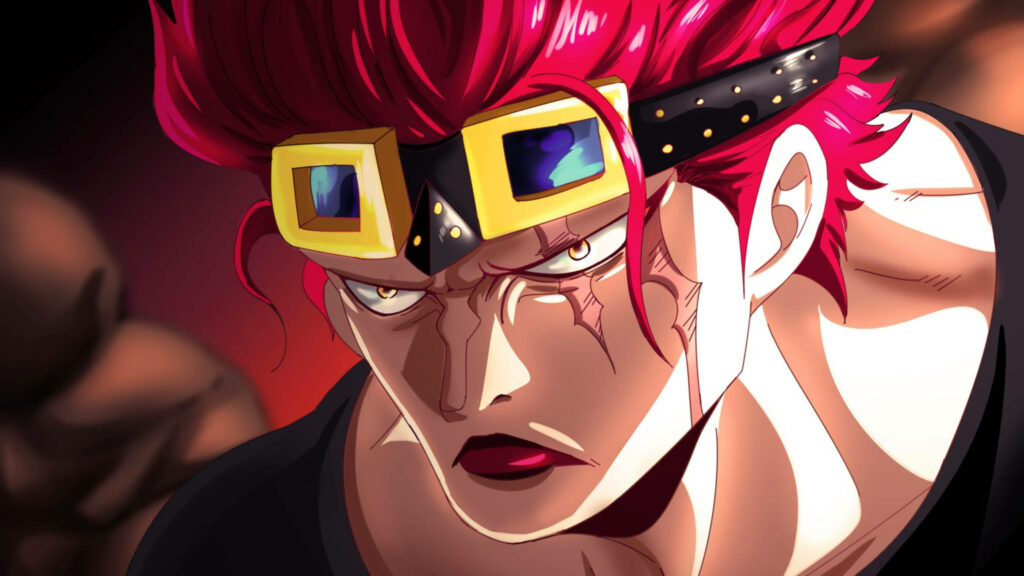 Eustass Kid close-up post-timeskip anime wallpaper vibrant red hair intense expression