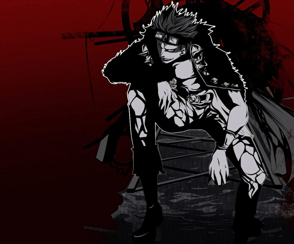 Eustass Kid One Piece wallpaper selective color black white red fierce expression mechanical arm