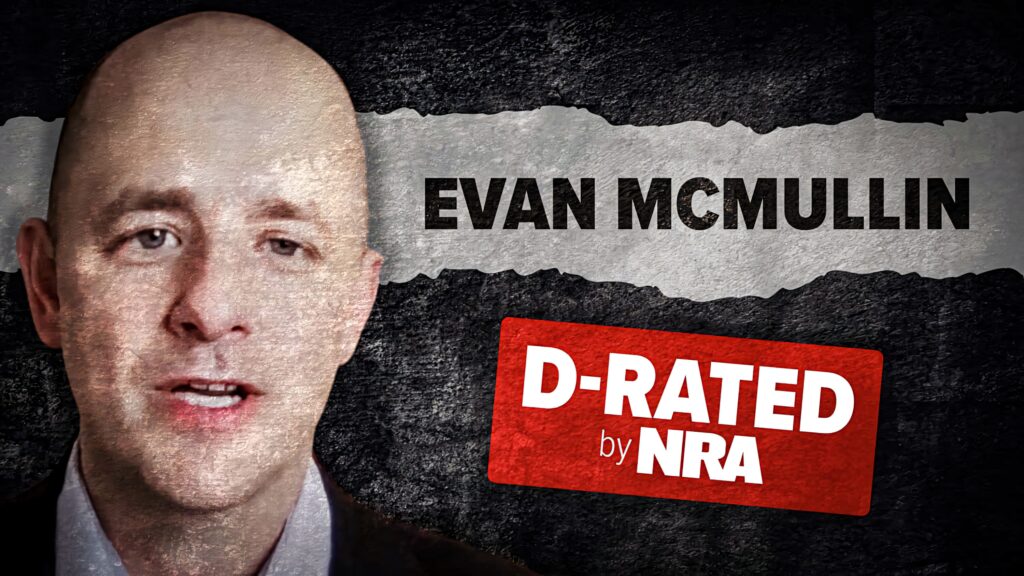 Evan McMullin wallpaper dark textured background bold name NRA D rated label political advocacy