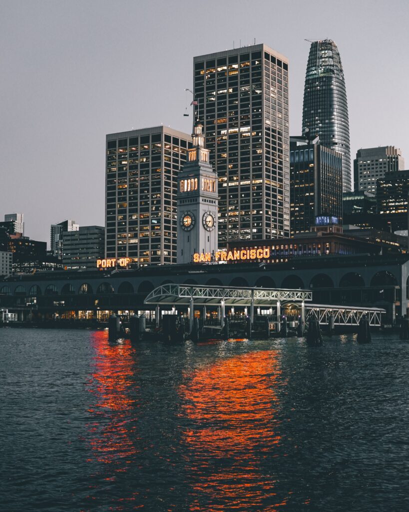 Evening San Francisco Wallpaper: Port & Ferry Building Reflections