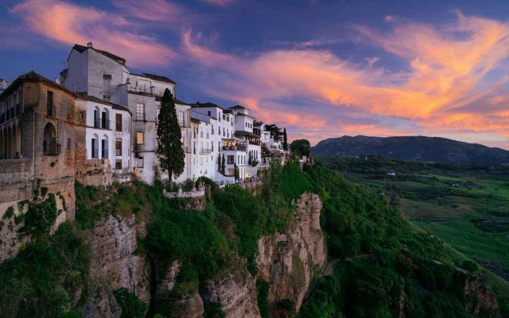Romantic Sunset Over the Charming Cityscape of Ronda, Andalusia, Spain - HD Wallpaper