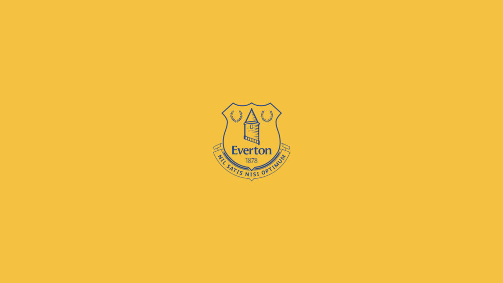 Everton FC crest centered on bold mustard yellow background minimalist modern wallpaper