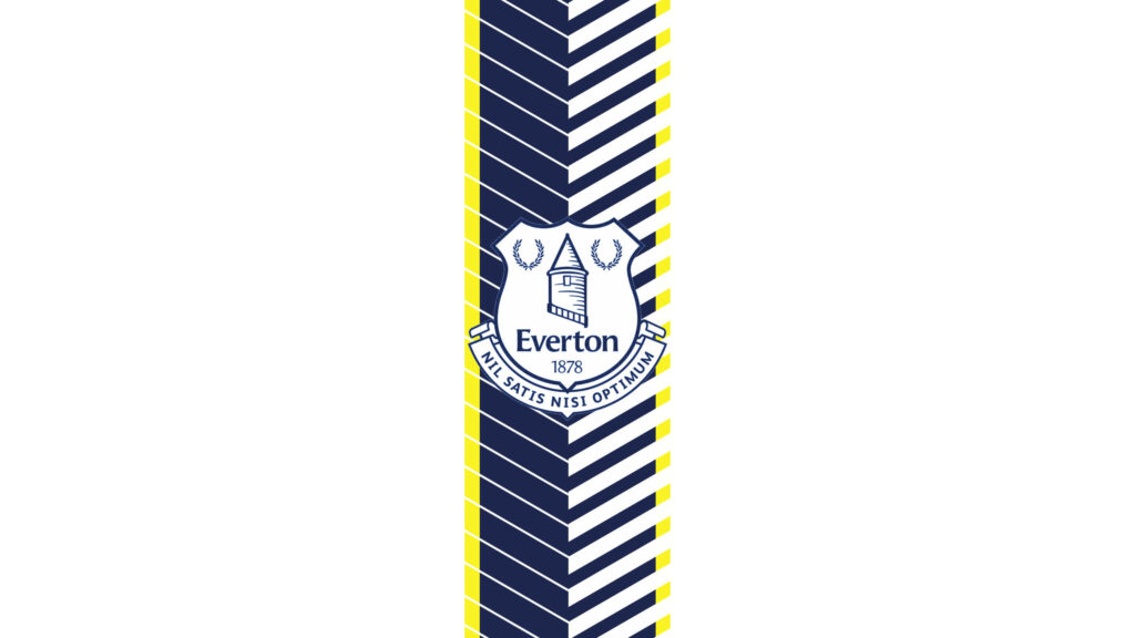 Everton FC crest on navy blue yellow chevron stripes minimalist geometric wallpaper background