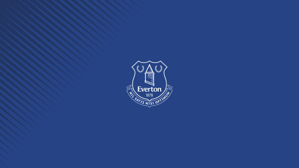 Everton FC crest on minimalist dark blue wallpaper with subtle diagonal lines background