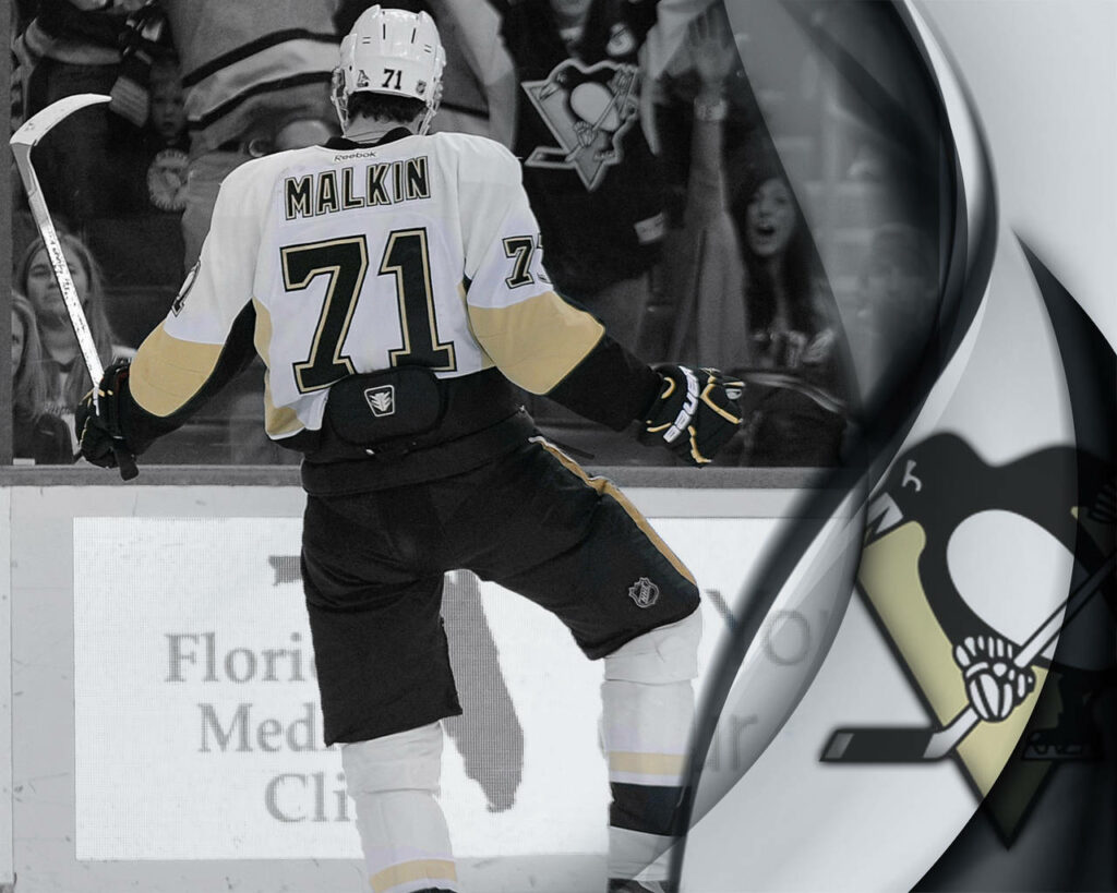Grayscale Evgeni Malkin Wallpaper: Dynamic Penguins Design Background