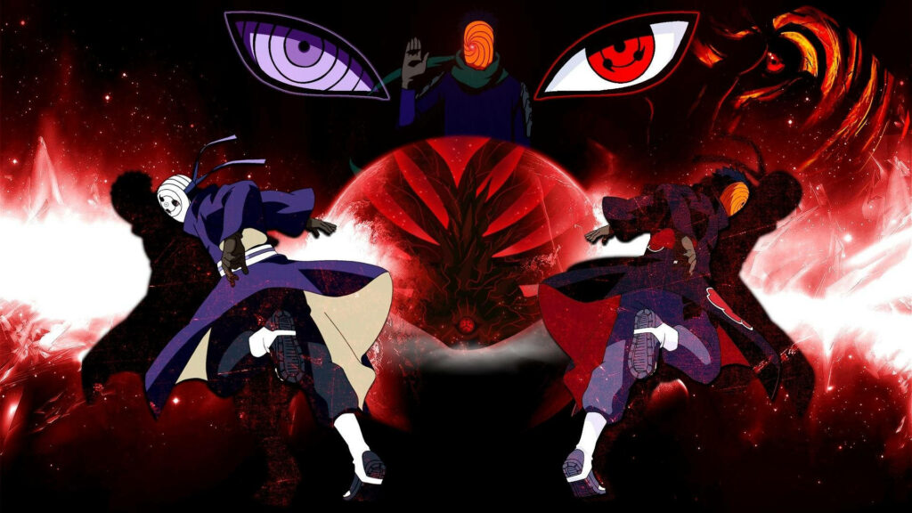 A Look at Obito Uchiha's Transformation: A Background Wallpaper Featuring His Various Outfit Changes