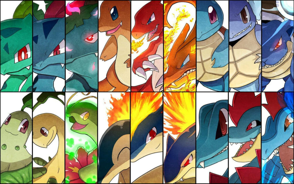 Trifecta of Evolution: Bulbasaur, Charmander, and Squirtle in Vibrant Wallpaper