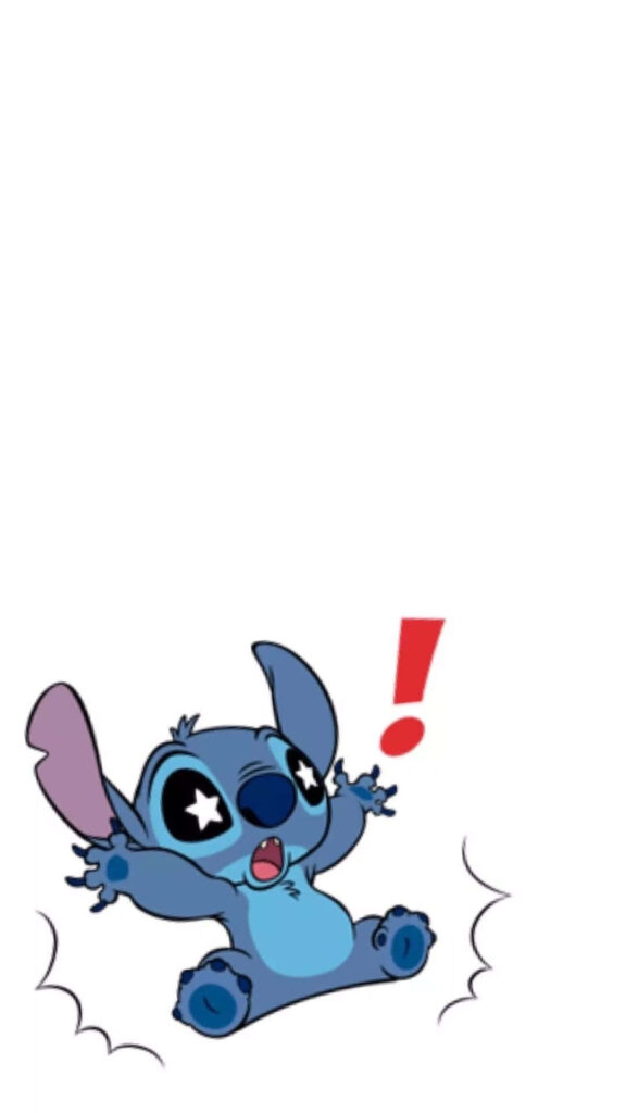 Excited Stitch Lock Screen Wallpaper on White Background