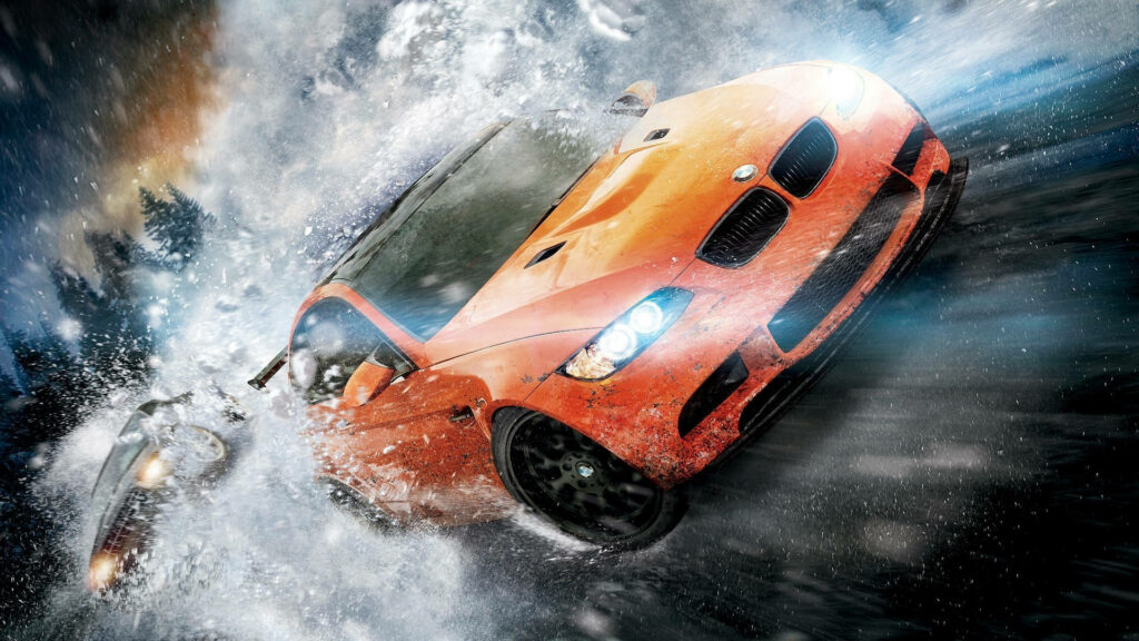 Vibrant Need for Speed Wallpaper: Thrilling Orange Car in Motion