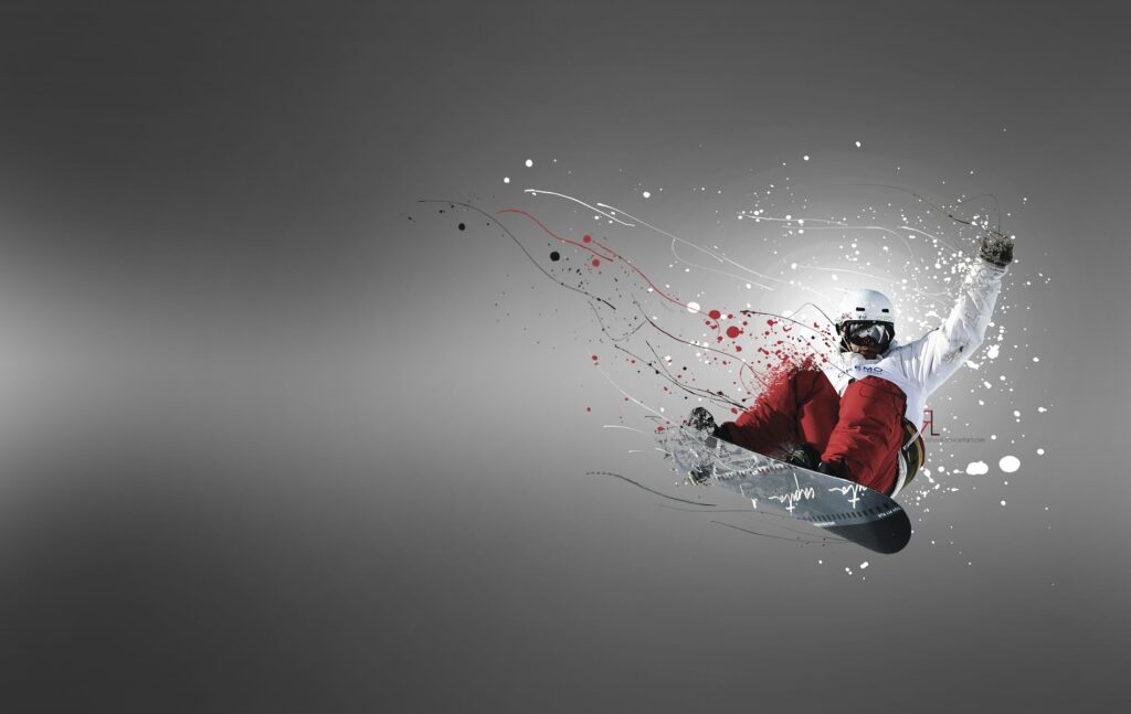 Dynamic Snowboarder Wallpaper - Abstract Art in Sleek Gray Background
