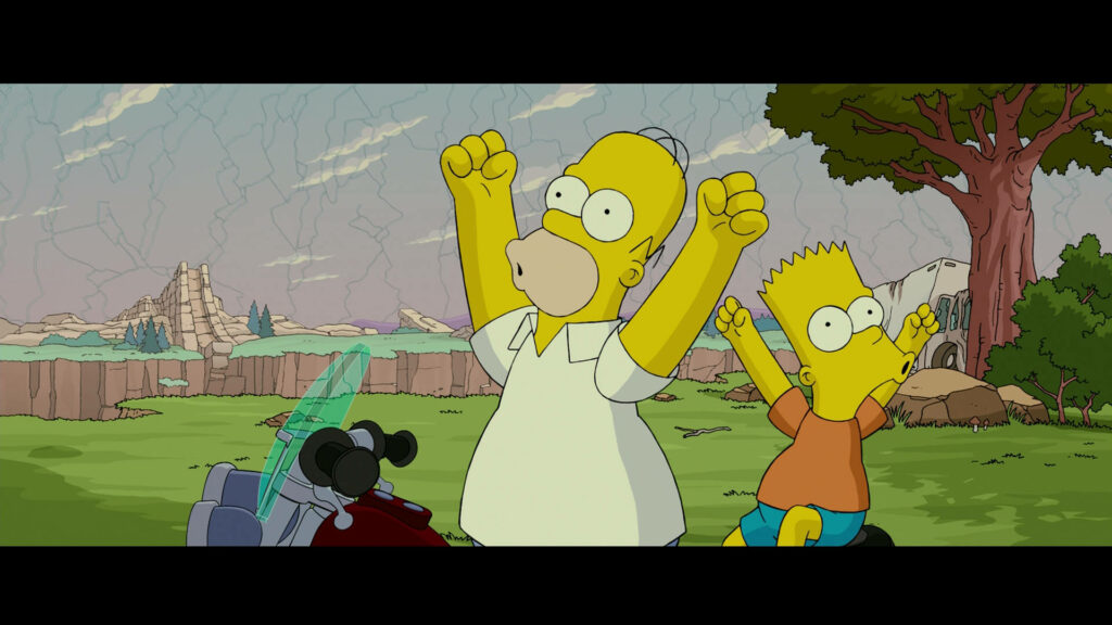 Howling Homer & Bart Simpson in Scenic Outdoor Wallpaper | The Simpsons Movie