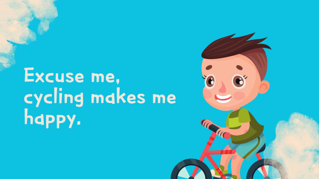 Happily Pedaling: Whimsical Cycling Bliss in Digital Art Wallpaper