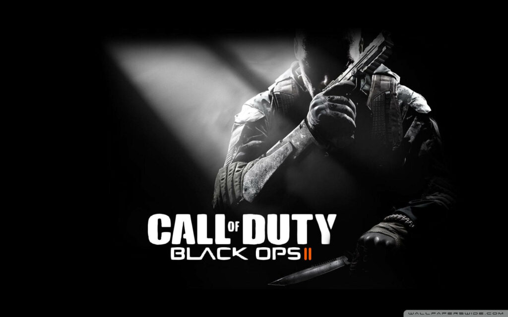 Warrior in Desolation: Embarking on a Relentless Battle in a Black Landscape - Call of Duty Black Ops II Wallpaper