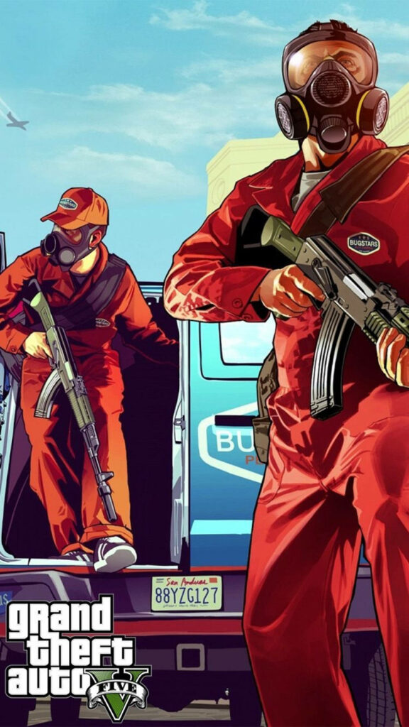Thrilling GTA 5 Mobile - Witness the San Andreas Force in Action! Wallpaper