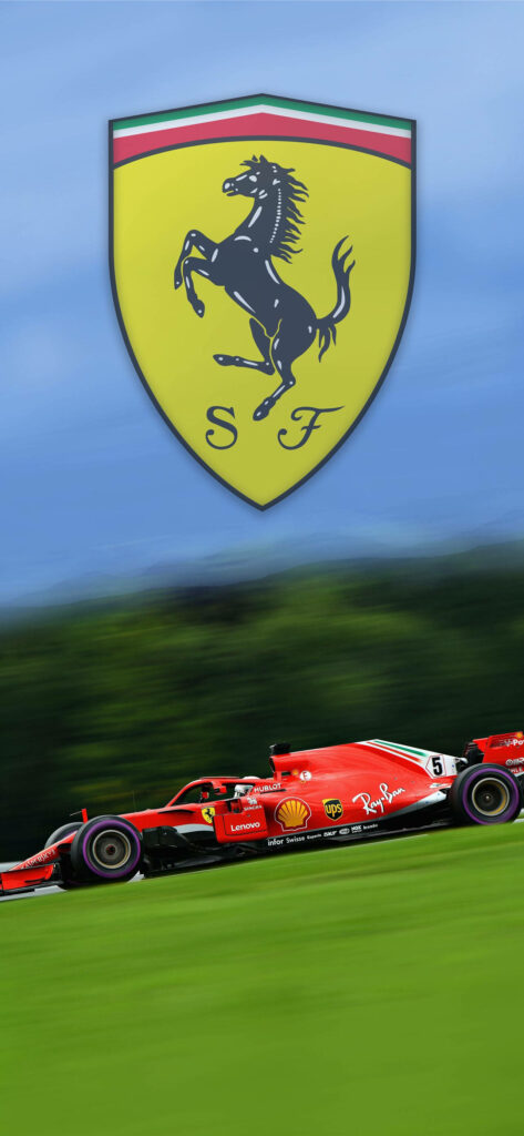 Speeding in Style: Scuderia Ferrari's Exquisite Phone Campaign Encompassing Logo and Thrilling Racing Action Wallpaper