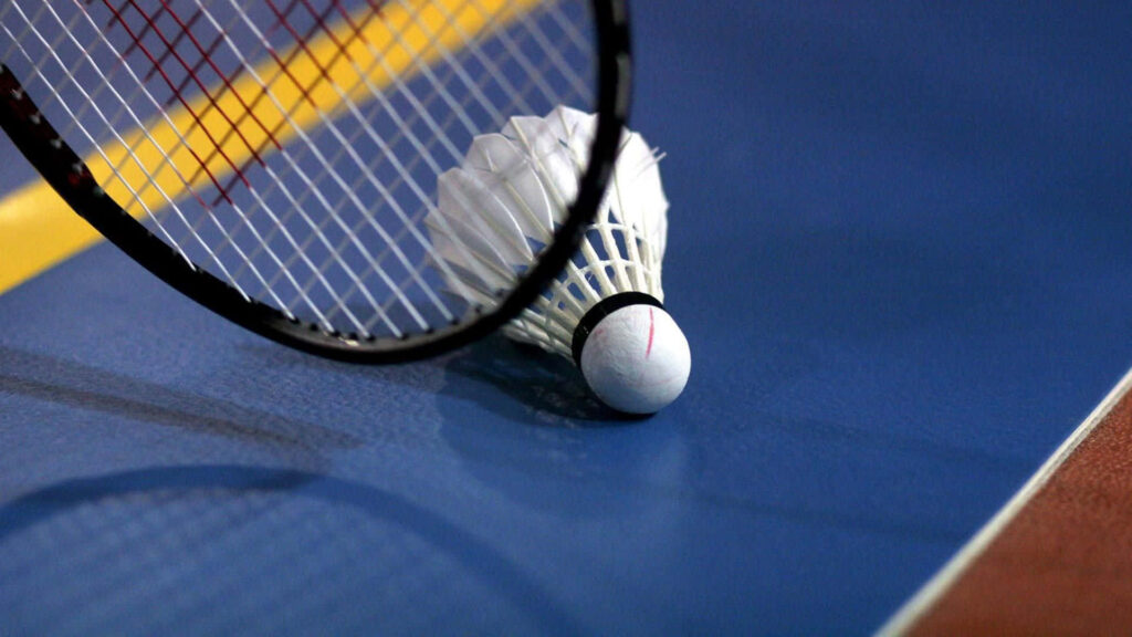 Badminton-Shuttlecock on Blue Court - HD Background Wallpaper