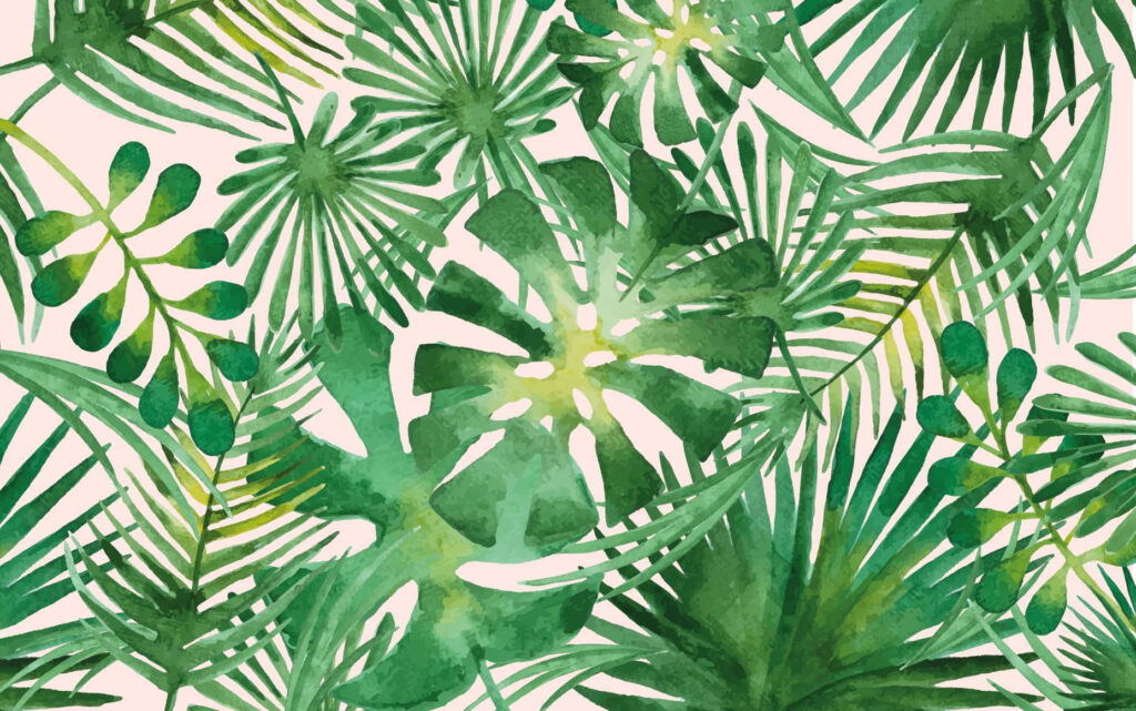Exotic Foliage: Vibrant Tropical Leaves for a Desktop Background Wallpaper