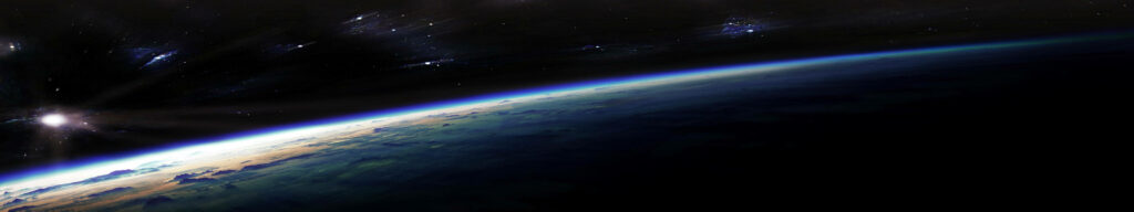 Enhancing Productivity with a Serene Moonlit Space Triple Monitor Setup Background Wallpaper