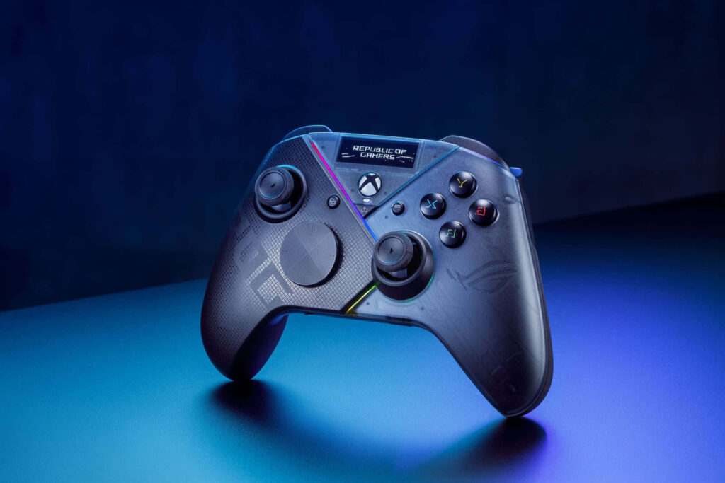 Xbox ROG Controller in a Blue Light Background Wallpaper
