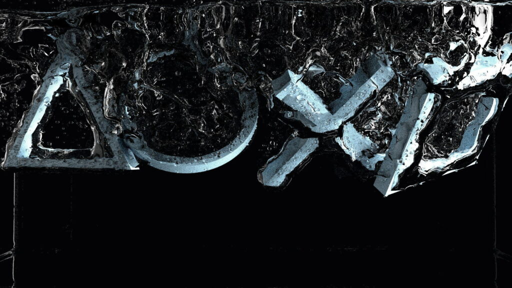 PlayStation symbols Triangle Circle Cross Square submerged in dark swirling liquid digital art wallpaper