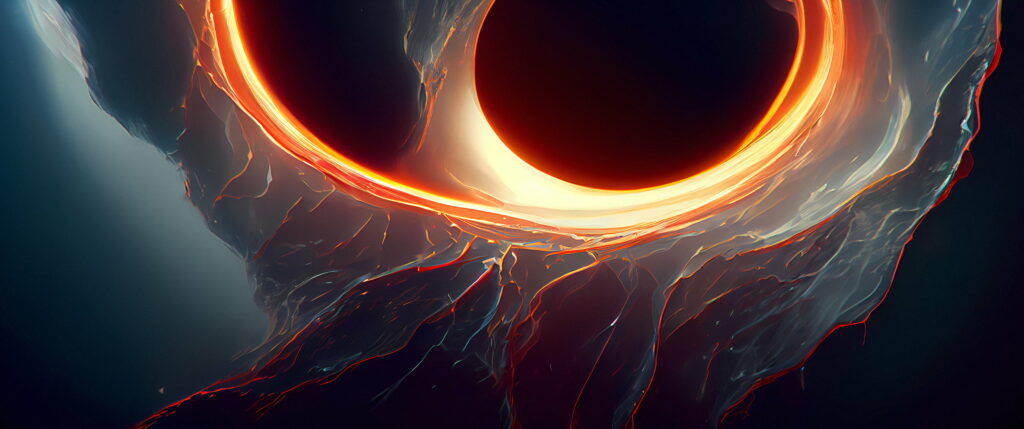 Exploring the Cosmic Abyss: An Ultrawide Artwork of Event Horizons and Black Holes from Midjourney AI as Wallpaper Background Photo