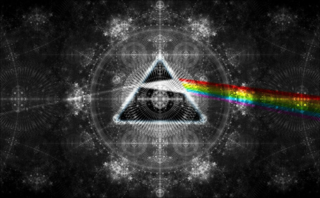Fractal Harmony: A Psychedelic Journey into Pink Floyd's Brain Damage Wallpaper
