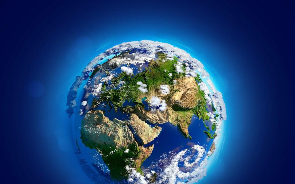 Exploring a 3D Paradigm: Earth's Vivid Ecological Tapestry Wallpaper