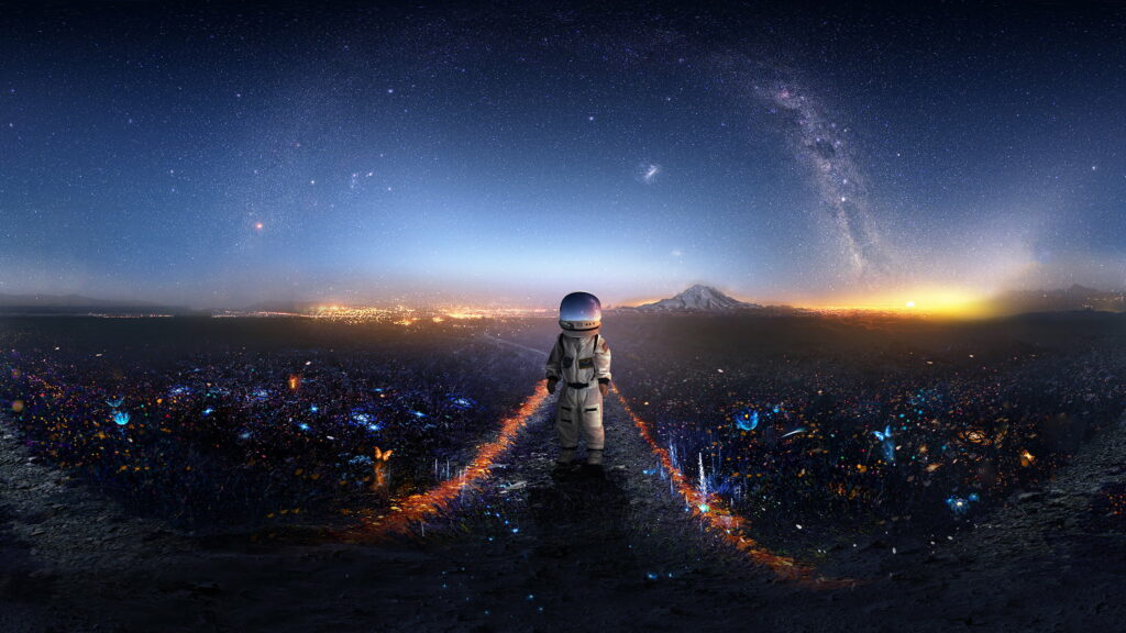 Exploring the Cosmos: Stunning Digital Artwork of an Astronaut on DeviantArt Wallpaper