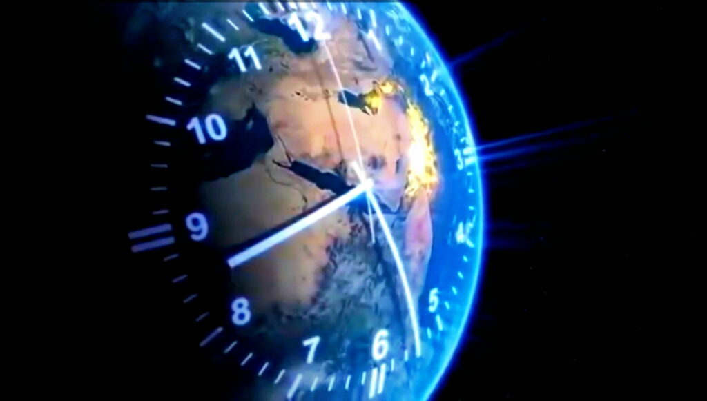 Temporal Symphony: Earth's Cosmic Chronometer Wallpaper