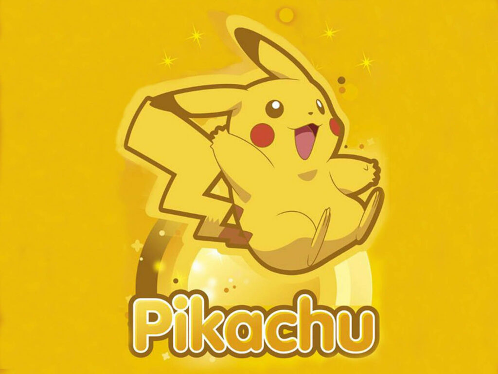 Electric Excitement: 3D Pikachu Wallpaper showcases Kanto's Iconic Pokémon Against a Vibrant Yellow Backdrop