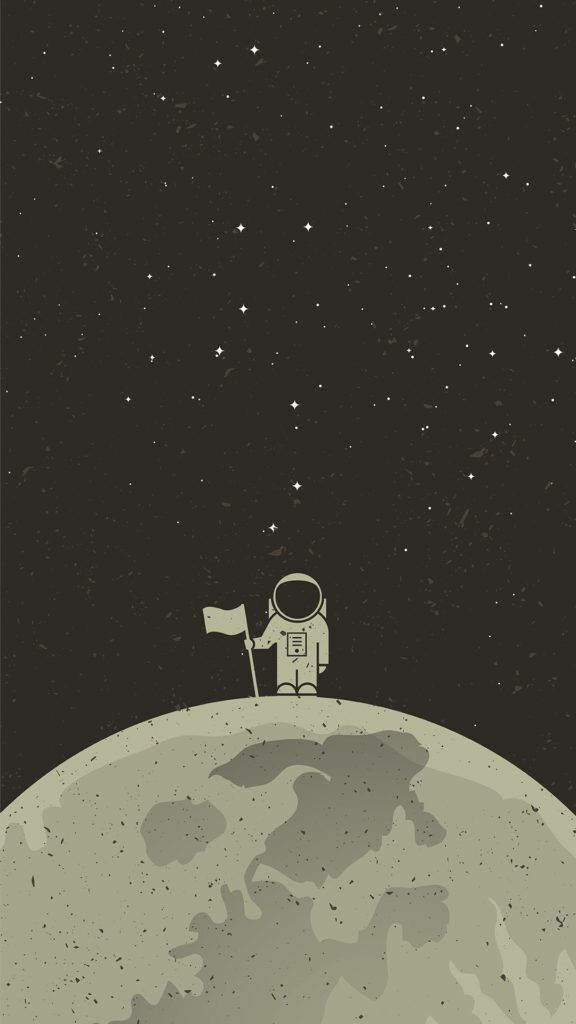 Exploring New Frontiers: An Adorable Astronaut proudly waves their Flag on the Lunar Surface Wallpaper