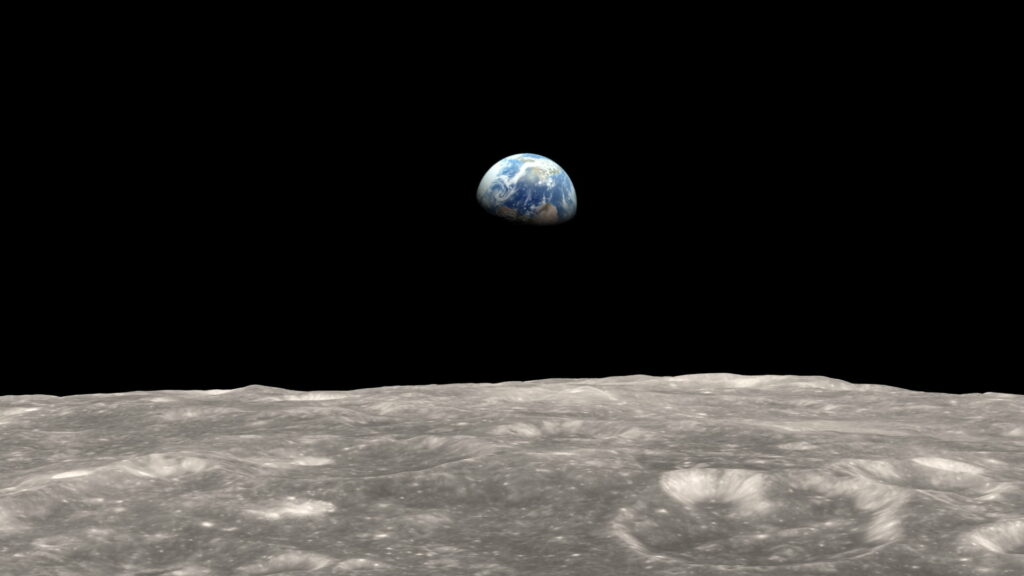 Gazing at the Celestial Canvas: A Captivating HD Wallpaper of Earth's Surface from the Moon