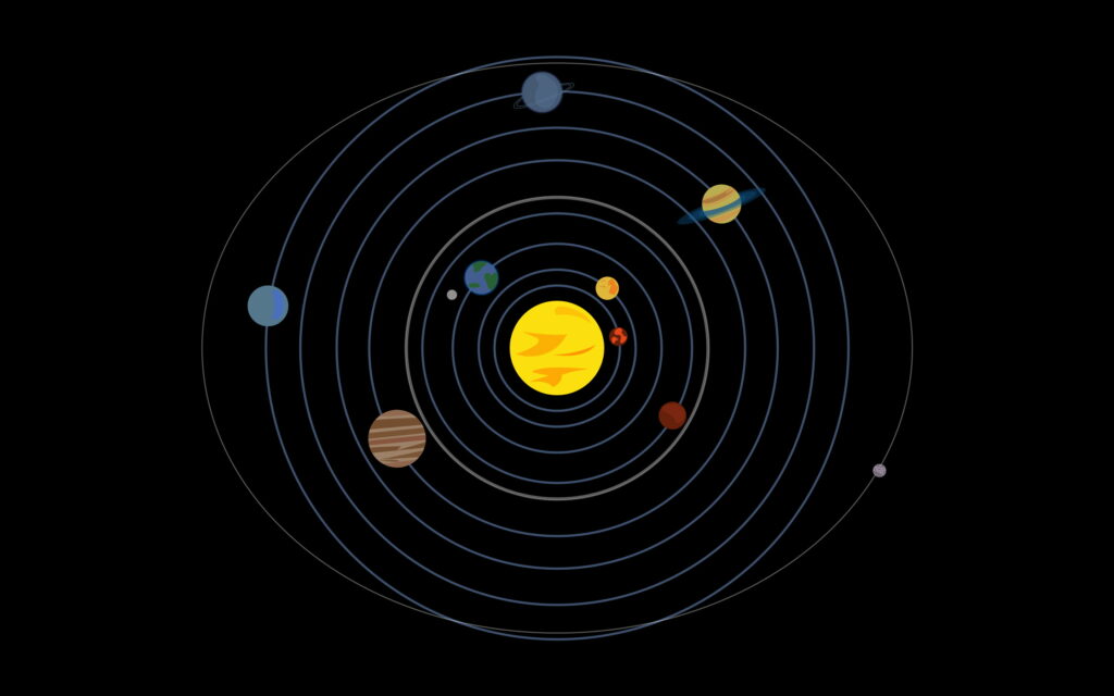 Epic Journey Across the Celestial Spheres: Breathtaking QHD Wallpaper of a Dynamic Solar System