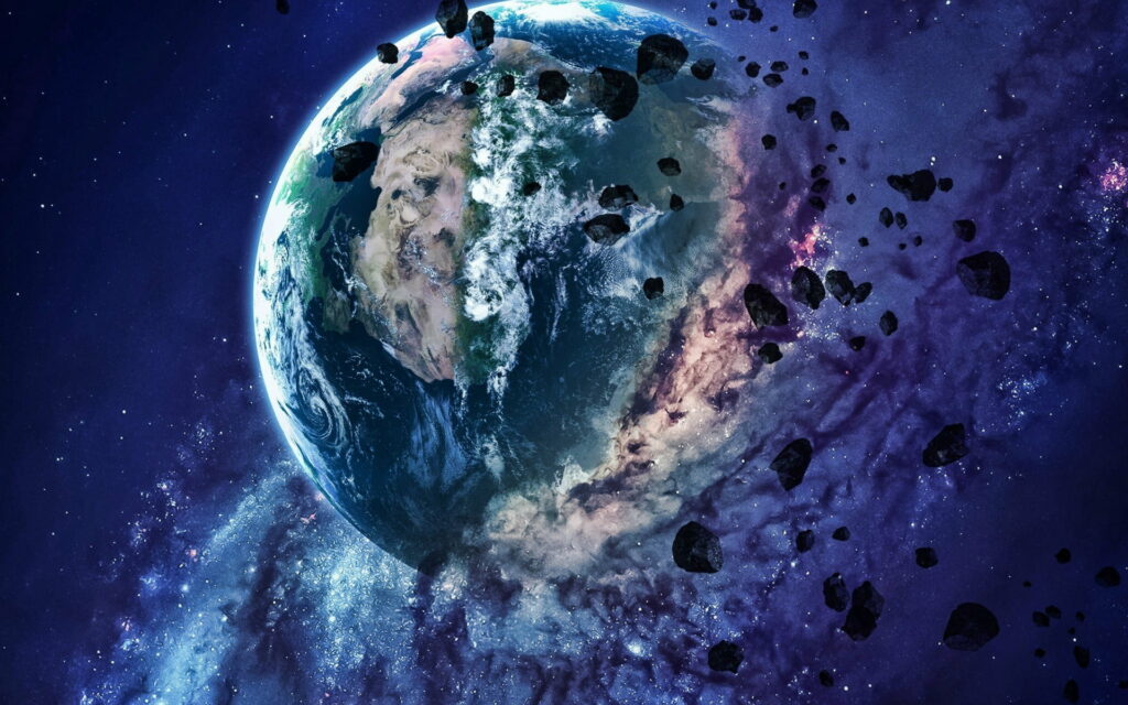 Cataclysmic Cosmic Chaos: A Devastating Galactic Armageddon Wallpaper