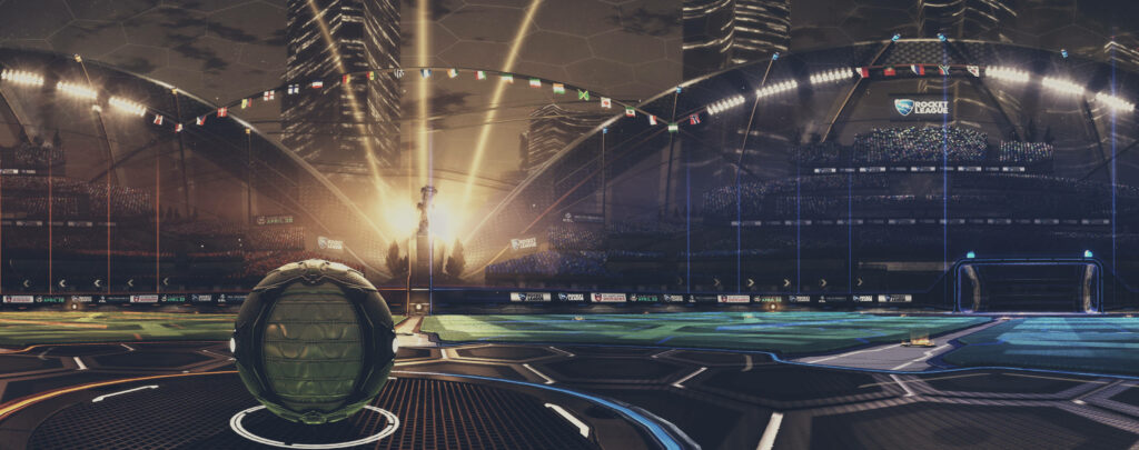 Roaring Rivalry: Rocket League's Epic Arena Showdown! Wallpaper